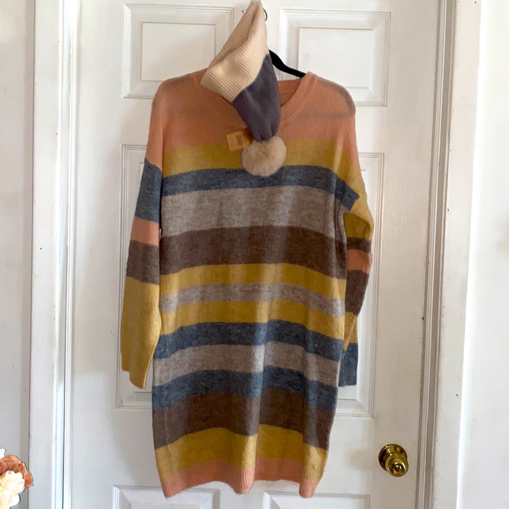 Super soft sweater dress and hat set. NWT size L